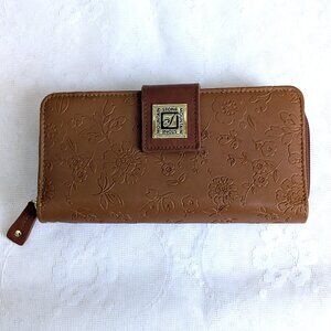 NWOT NEW Stone Mountain Spring Bloom Tan Cognac Leather Wristlet Wallet